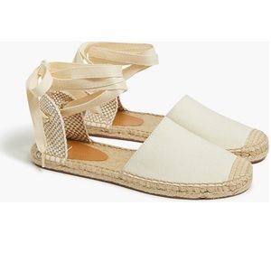 J. Crew factory D’Orsay lace up espadrilles ivory NWOT